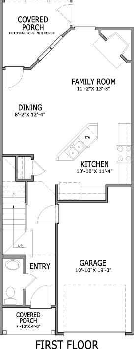 Austen First Floor Plan,Tryon Place Townhomes