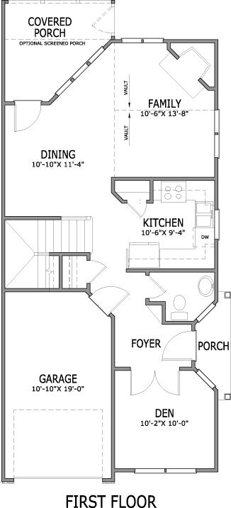 Dickens First Floor Plan Tryon Place Townhomes