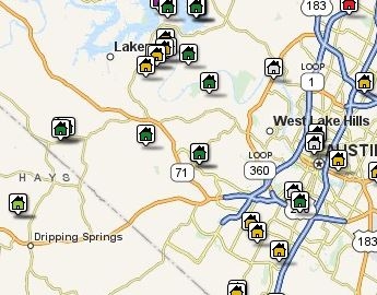 Search Austin Area Homes by Map including West Austin, Lake Travis, Dripping Springs