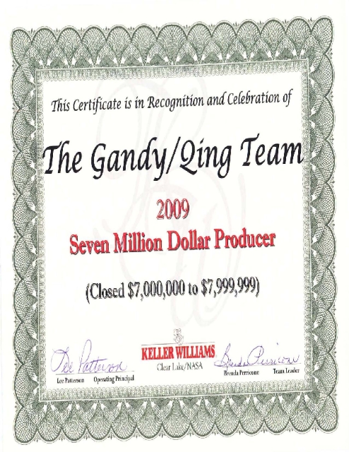 KW 2009 Close 7 Million Dollar Award