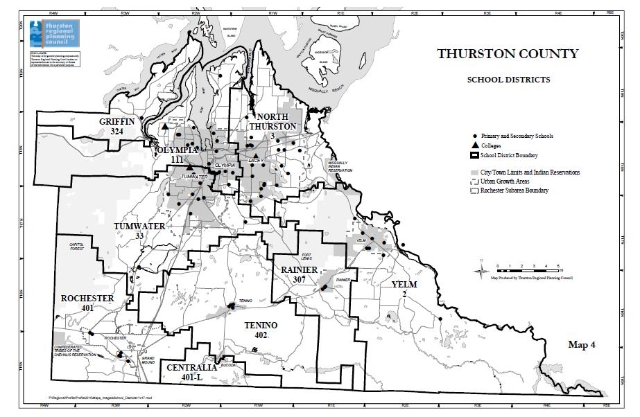 Thurston County Property Lines Map Thurston County School Districts