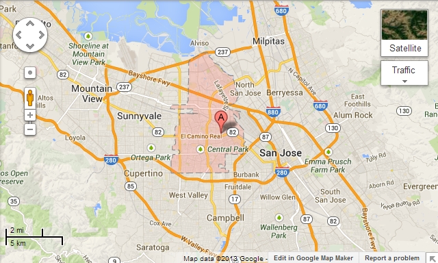 Santa Clara neighborhood boundary map
